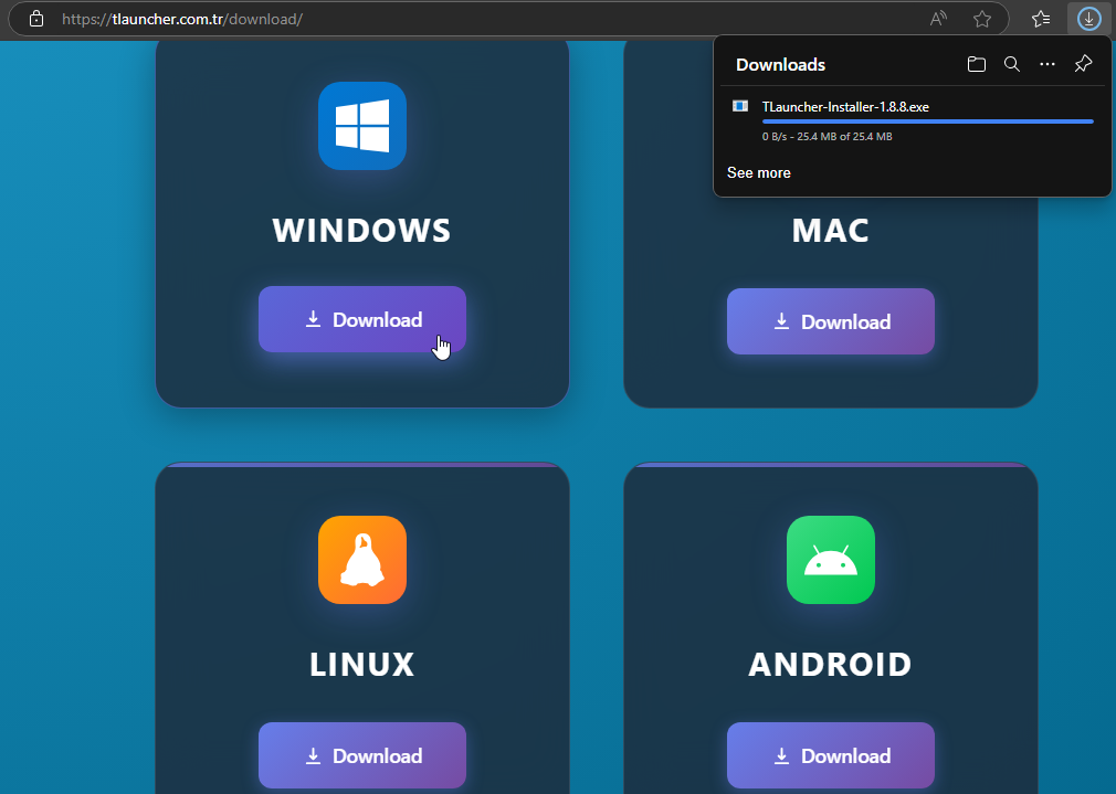TLaunher indirme sayfası