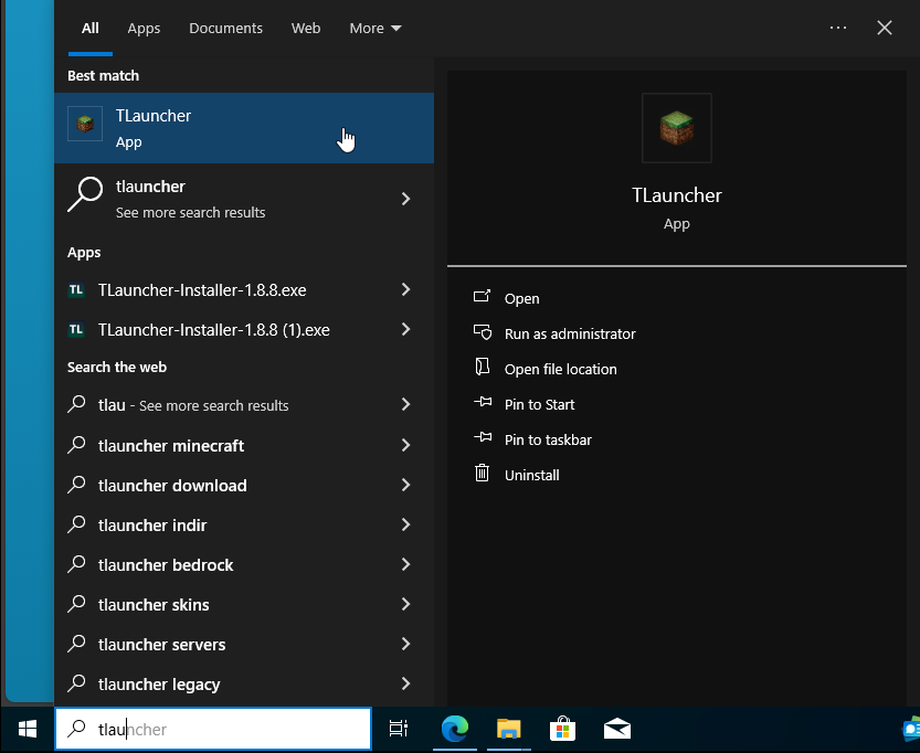 tlauncher'ı başlatın